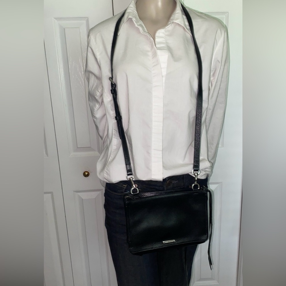 Rebecca Minkoff Avery Black Leather Crossbody small Bag